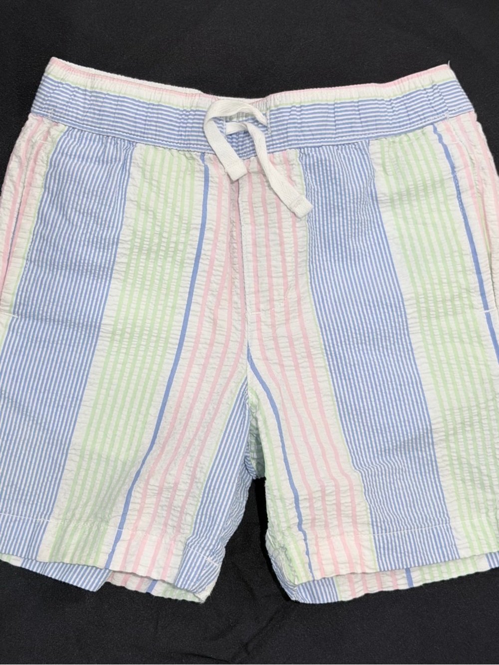 Janie and Jack Pastel Stripe Seersucker Shorts - Blue, Pink, Green